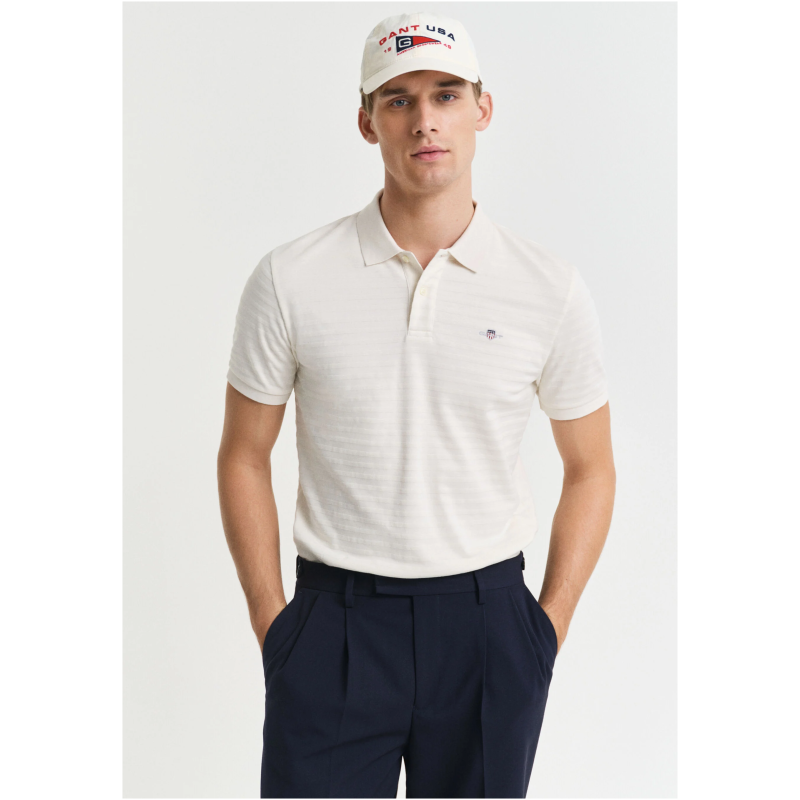 GANT Textured Striped Polo Shirt